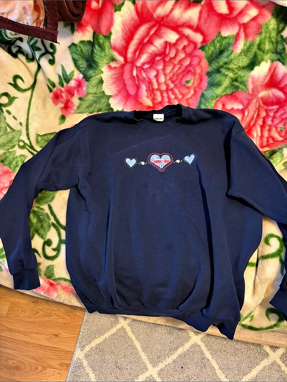 Cherokee Embroidered Heart Sweatshirt in Blue